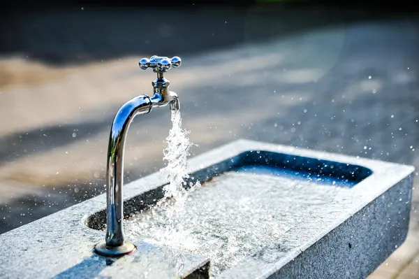 Water running from tap