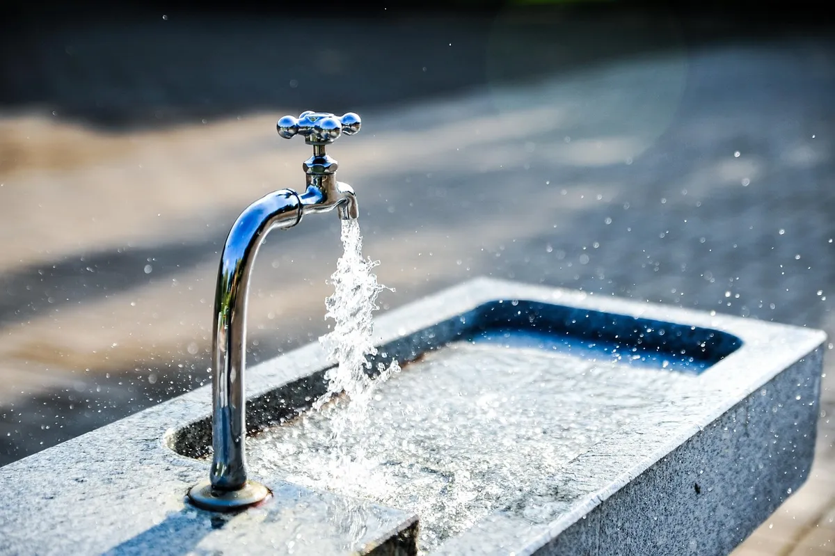 Water running from tap